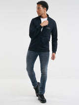 Full-Zip Mock Neck Sweatshirt with Front Pockets | Black