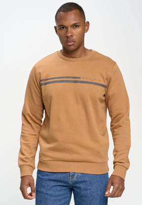 Casual sweatshirt with stripes | Camel Brown
