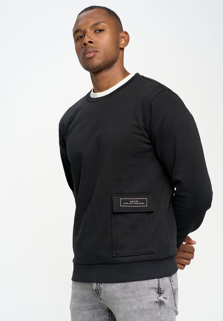 Patch Pocket Crewneck Sweatshirt | Black