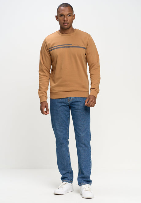 Casual sweatshirt with stripes | Camel Brown