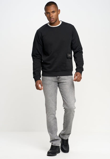 Patch Pocket Crewneck Sweatshirt | Black