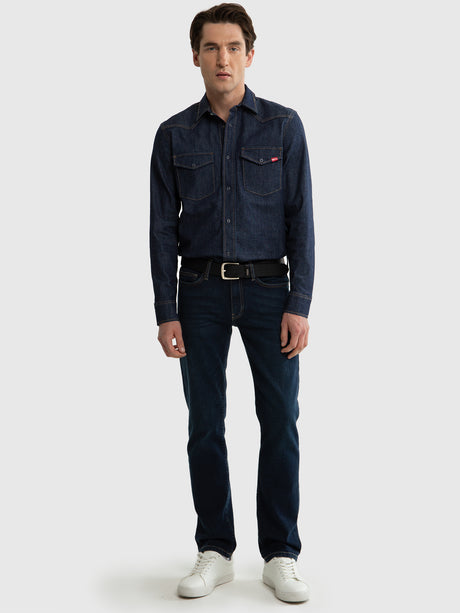 Classic Denim Shirt | Raw Dark Navy Denim