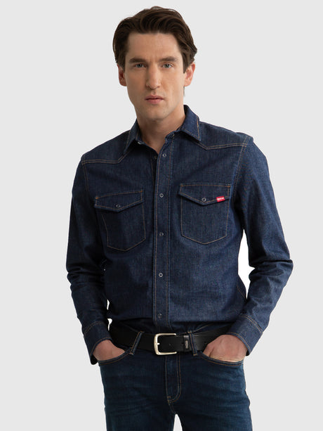 Classic Denim Shirt | Raw Dark Navy Denim