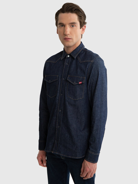 Classic Denim Shirt | Raw Dark Navy Denim