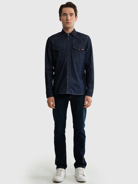 Classic Denim Shirt | Raw Dark Navy Denim