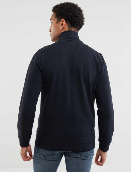 Full-Zip Mock Neck Sweatshirt with Front Pockets | Black