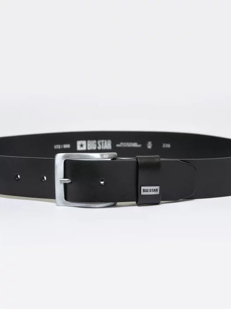 Classic Leather Belt with Silver Buckle | Black