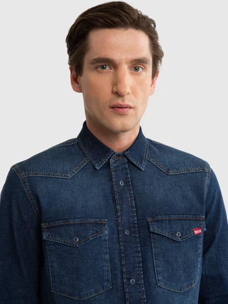 Classic Denim Shirt | Navy Blue