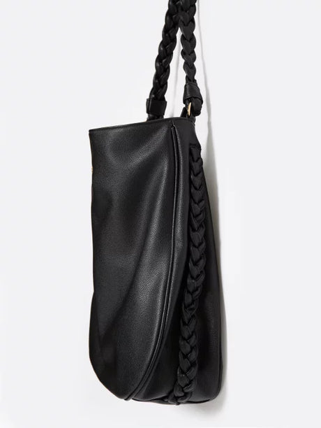 Elegant Braided Handle Bag | Black