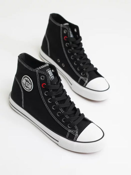 High Black Canvas Sneakers | Black