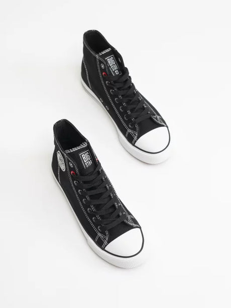 High Black Canvas Sneakers | Black