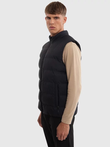 Puffer Vest - Gilet with Stand Collar | Black