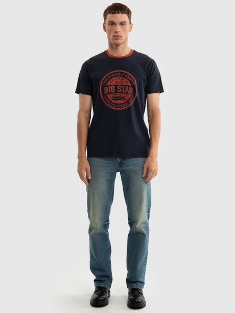 T-Shirt with Bold Vintage Print | Navy