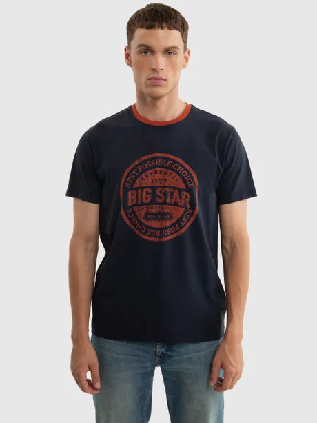 T-Shirt with Bold Vintage Print | Navy