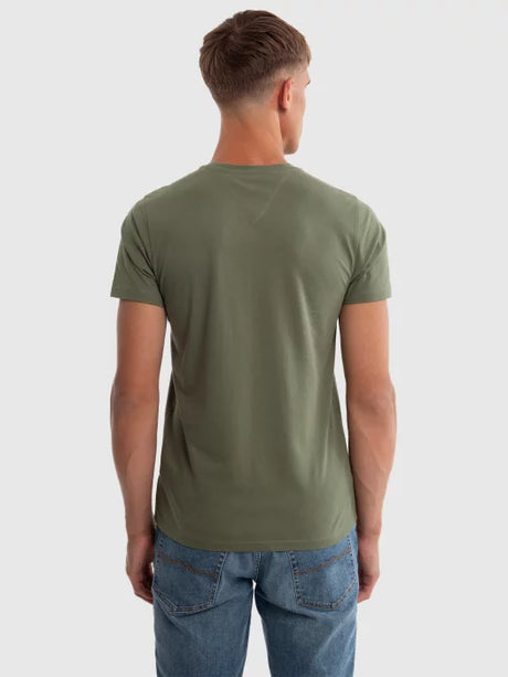 Round-Neck T-Shirt with Small Logo Detail | Kaki