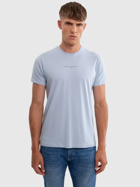 Round-Neck T-Shirt with Small Logo Detail | Light Blue