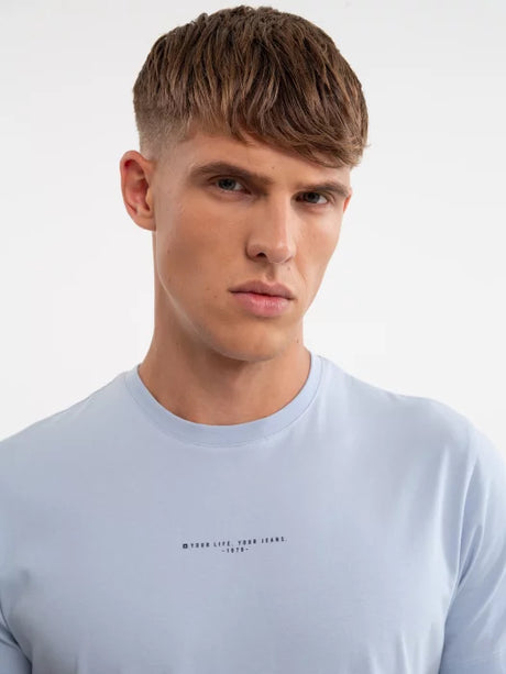 Round-Neck T-Shirt with Small Logo Detail | Light Blue