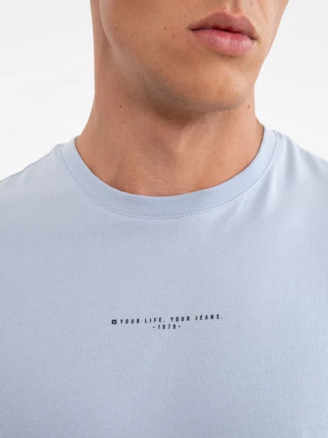 Round-Neck T-Shirt with Small Logo Detail | Light Blue