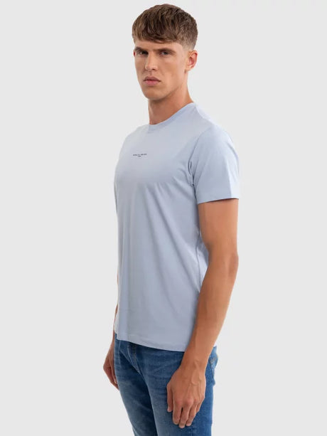 Round-Neck T-Shirt with Small Logo Detail | Light Blue