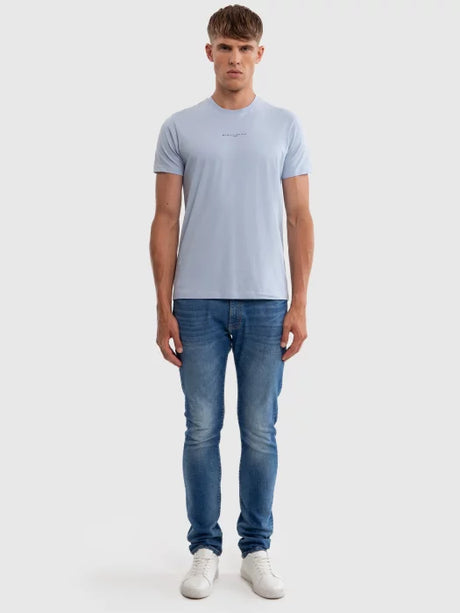 Round-Neck T-Shirt with Small Logo Detail | Light Blue