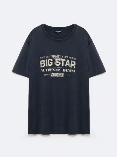 Vintage-Inspired T-Shirt with Distressed BIG STAR Authentic Denim | Dark Blue