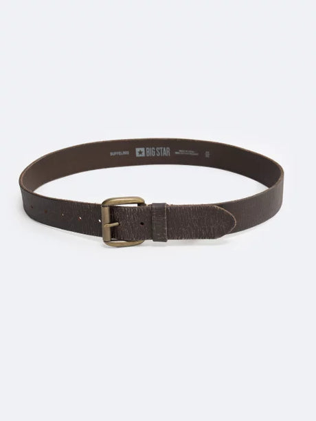 Vintage-Inspired Leather Belt with Brass Buckle | Brown