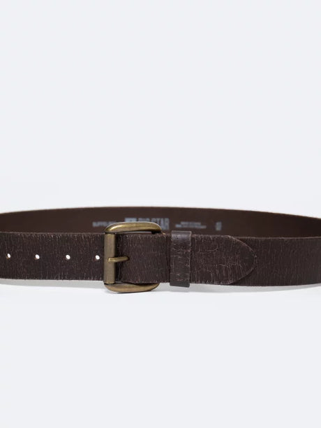 Vintage-Inspired Leather Belt with Brass Buckle | Brown