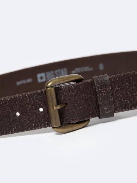 Vintage-Inspired Leather Belt with Brass Buckle | Brown