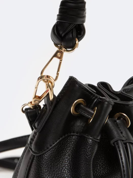 Drawstring Mini Bucket Bag | Black