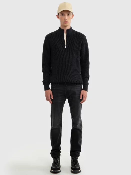 Modern Half-Zip Knit Sweater | Black