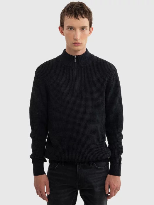 Modern Half-Zip Knit Sweater | Black