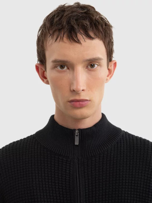 Modern Half-Zip Knit Sweater | Black