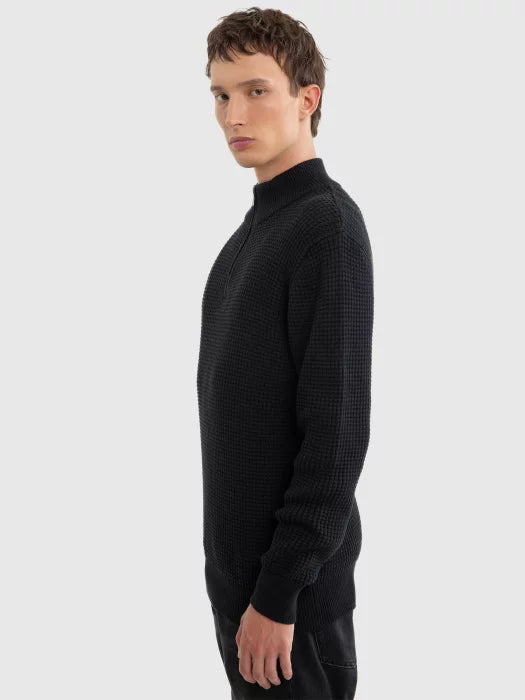 Modern Half-Zip Knit Sweater | Black