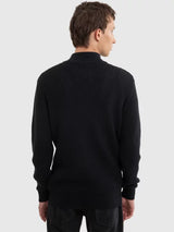 Modern Half-Zip Knit Sweater | Black