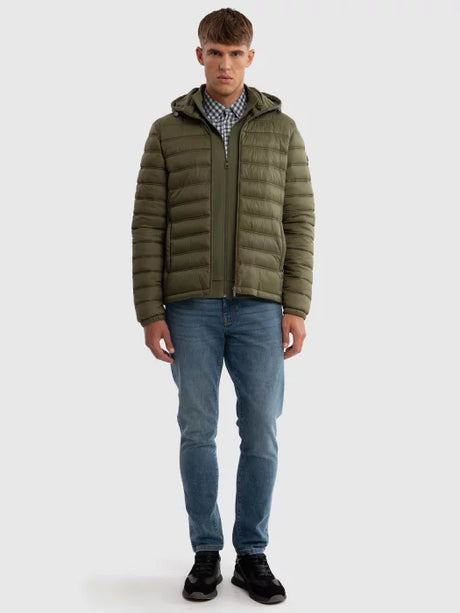 Puffer Jacket with Hood | Kaki