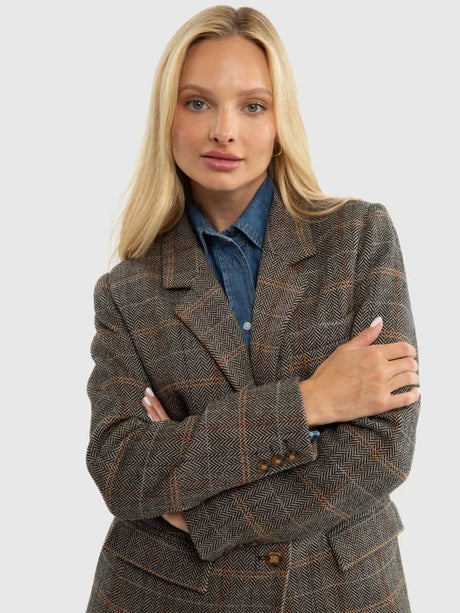 Stylish Classic Checkered Blazer Blend Wool | Checks Brown