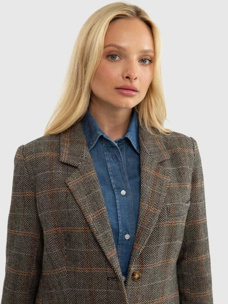 Stylish Classic Checkered Blazer Blend Wool | Checks Brown