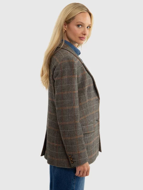 Stylish Classic Checkered Blazer Blend Wool | Checks Brown