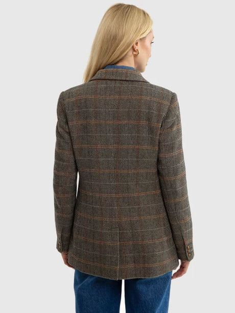 Stylish Classic Checkered Blazer Blend Wool | Checks Brown