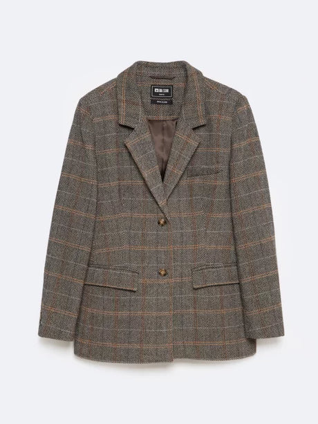 Stylish Classic Checkered Blazer Blend Wool | Checks Brown