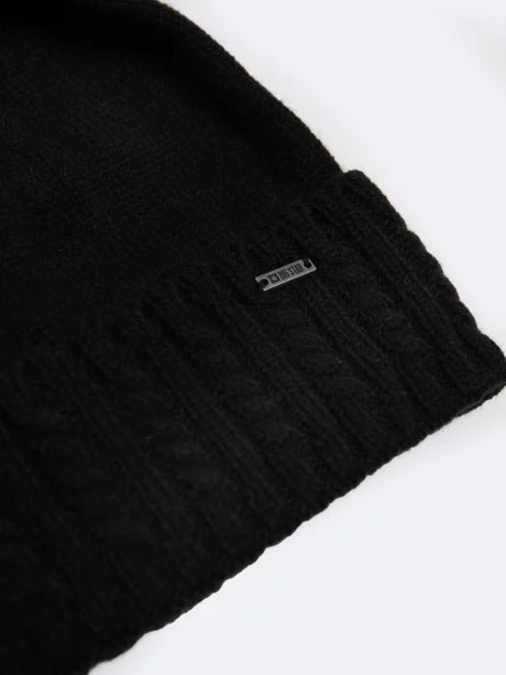 Pom-Pom Knit Beanie | Black