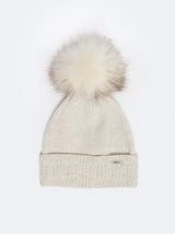 Faux Fur Pom-Pom Beanie | Light Beige