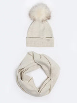 Faux Fur Pom-Pom Beanie | Light Beige