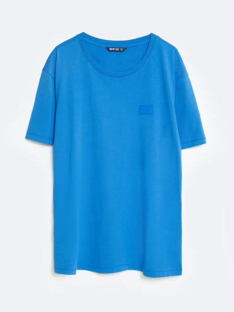 Casual T-Shirt with Minimalist Logo Patch | Blue