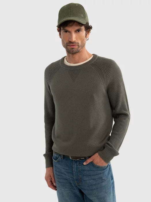 Warm Stylish Round Neck Sweater | Dark Grey