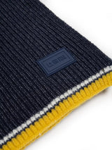 Knitted Scarf with Logo Patch | Navy