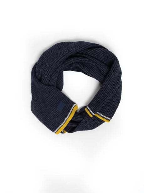 Knitted Scarf with Logo Patch | Navy