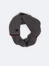 Knitted Scarf with Logo Patch | Dark Grey