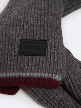 Knitted Scarf with Logo Patch | Dark Grey