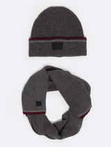 Knitted Scarf with Logo Patch | Dark Grey